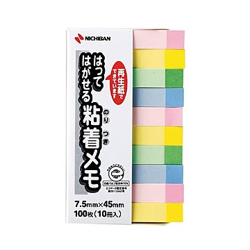 (まとめ) ニチバン ポイントメモ 再生紙 7.5×45mm パステルライン混色 F-5KP 1パック(10冊) 【×30セット】