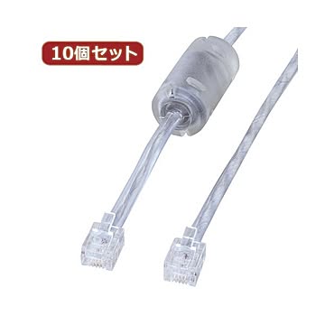 10個セット サンワサプライ コア付シールドツイストモジュラーケーブル TEL-FST-1N2 TEL-FST-1N2X10