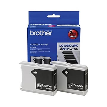 (まとめ) ブラザー BROTHER インクカートリッジ お徳用 黒 LC10BK-2PK 1箱（2個） 【×10セット】