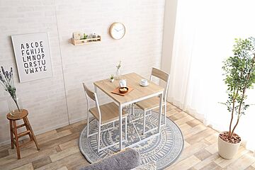 北欧デザイン【3点セット】幅70cmテーブル+チェア2脚（ホワイト）家具