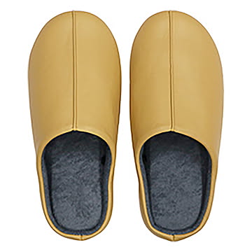 レザー調 チャールススリッパ イエロー M 【プラザセレクト】