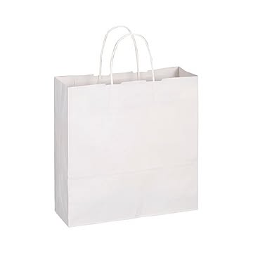 (まとめ) TANOSEE 手提袋 丸紐 中 ヨコ320×タテ320×マチ幅115mm 白無地 1パック（50枚）  【×10セット】