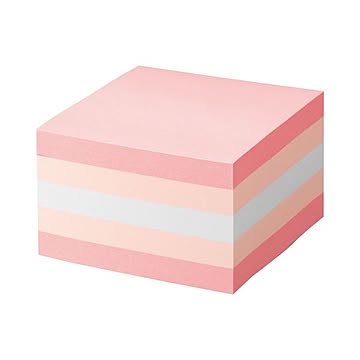 (まとめ) TANOSEE ふせん カラーブロック 75×75mm パステルピンク 1冊 【×10セット】