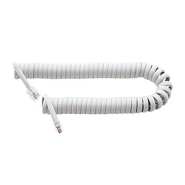 ミヨシ 4極4芯 受話器用カールコード クロス結線 DC-J403/GY グレー 【10本セット】