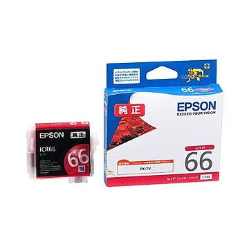 （まとめ） エプソン EPSON インクカートリッジ レッド ICR66 1個 【×3セット】