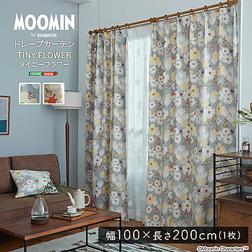 ドレープカーテン 100×200cm ムーミン カーテン レース 北欧 MOOMIN 洗える リンゴ 1枚入 おしゃれ ウォッシャブル リビング
