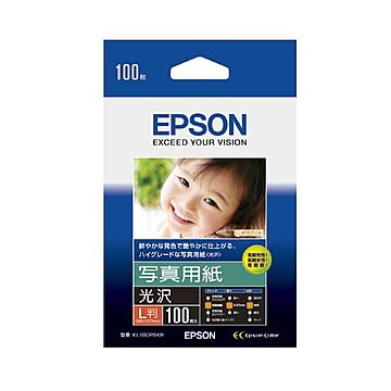 （まとめ） エプソン EPSON 写真用紙＜光沢＞ L判 KL100PSKR 1箱（100枚） 【×4セット】