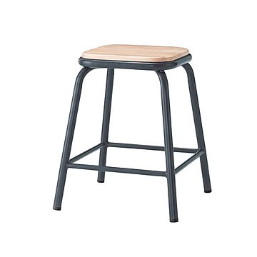 4脚セット スツールオットマン 木製アッシュ スチール ブラック 幅38×奥行38×高さ47cm