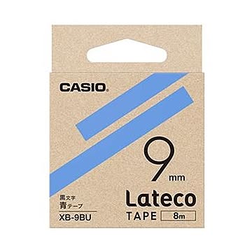 （まとめ）カシオ ラテコ 詰替用テープ9mm×8m 青/黒文字 XB-9BU 1個【×20セット】