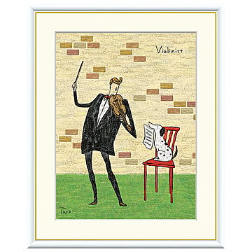 額絵 バイオリニスト 橋北太郎 61x49.5cm 三幸