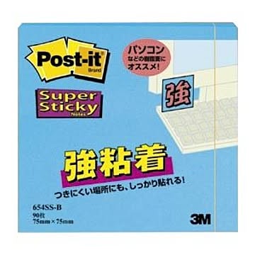 （まとめ） 住友スリーエム ポストイット(R) 強粘着シリーズ ノート単品 654SS-B エレクトリックブルー 1個入 【×10セット】