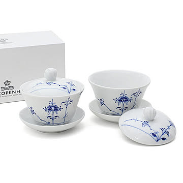 ロイヤルコペンハーゲン 2500 ブルーパルメッテ 062 蓋つき カップ＆ソーサー ペア 210ml Royal Copenhagen Blue Palmette