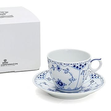 ロイヤルコペンハーゲン 102 ブルーフルーテッド ハーフレース 071 コーヒーカップ＆ソーサー 170ml