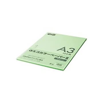 （まとめ） TANOSEE αエコカラーペーパーII A3 グリーン 少枚数パック 1冊（100枚） 【×5セット】
