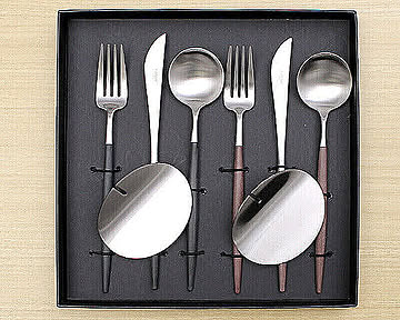 クチポール ゴア ブラック＆ブラウン ディナーセット + カトラリーレスト 8点セット Cutipol GOA