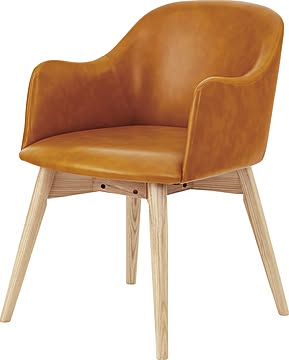 東谷 ダイニングチェアー Eggs レザーライトブラウン ナチュラル脚