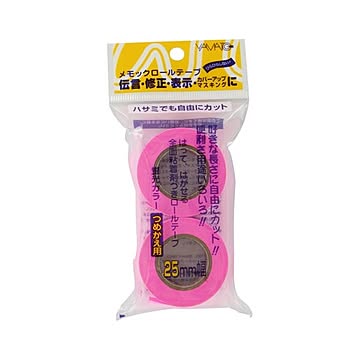 （まとめ） ヤマト メモックロールテープ 詰替用テープ（蛍光紙） WR-25H-RO ローズ 2巻入 【×10セット】