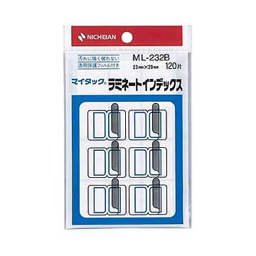 (まとめ) ニチバン マイタック ラミネートインデックス 保護フィルム付 中 23×29mm 青枠 ML-232B 1パック(120片：12片×10シート)  【×50セット】