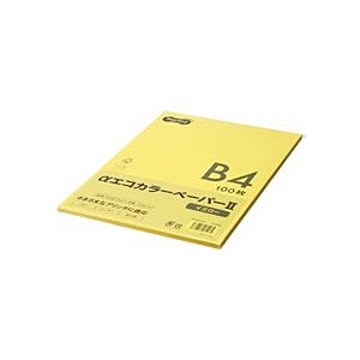 (まとめ) TANOSEE αエコカラーペーパーII B4 イエロー 少枚数パック 1冊（100枚） 【×10セット】