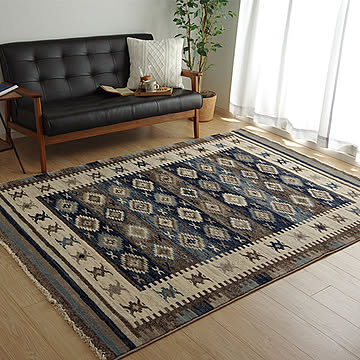 イケヒコ・コーポレーション プルメリア ラグ 160×230cm ネイビー 2352209