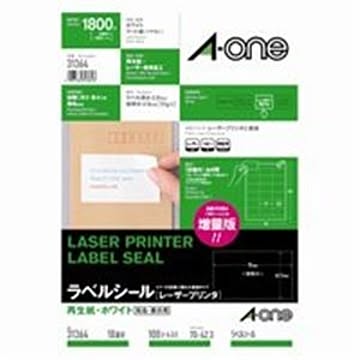 (業務用10セット) エーワン レーザープリンター用ラベルシール/宛名シール 【A4/18面 100枚】 再生紙 31364