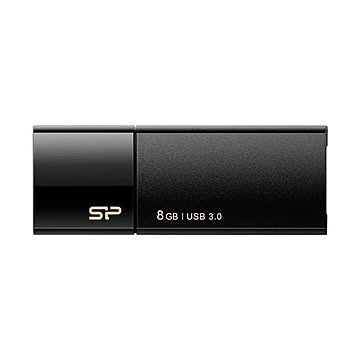 （まとめ）シリコンパワー USB3.0スライド式フラッシュメモリ 8GB ブラック SP008GBUF3B05V1K 1個【×3セット】