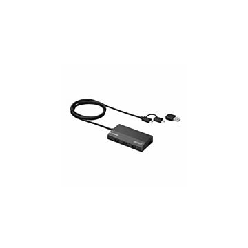 BUFFALO バッファロー USB2.0 Type-C／microB／Type-A対応セルフパワーハブ 4ポートタイプ ブラック BSH4A120MBBK