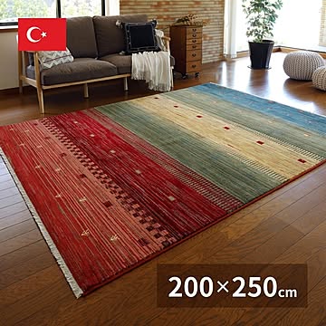 トルコ製 RAKKAS ウィルトンラグ 200×250 トワル 畳める エスニックデザイン