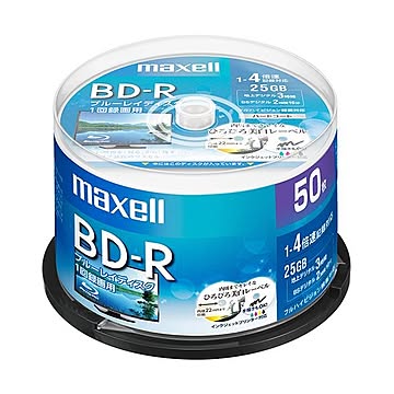 (まとめ）マクセル 録画用BD-R 130分1-4倍速 ホワイトワイドプリンタブル スピンドルケース BRV25WPE.50SP 1パック(50枚)【×3セット】