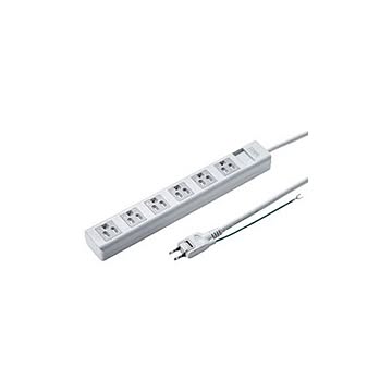 （まとめ）サンワサプライ シャッタータップ 6個口 2.5m TAP-SH3625MG【×3セット】