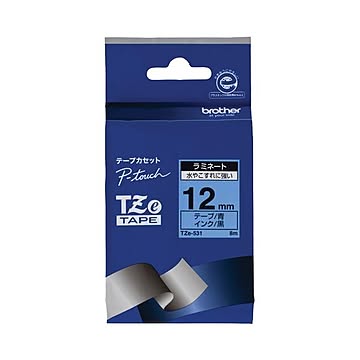 (まとめ) ブラザー BROTHER ピータッチ TZeテープ ラミネートテープ 12mm 青／黒文字 TZE-531 1個 【×10セット】