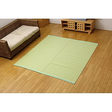 バルカン製 本間4.5畳用 PPカーペット ラグマット グリーン 約286cm×286cm 防ダニ・防カビ