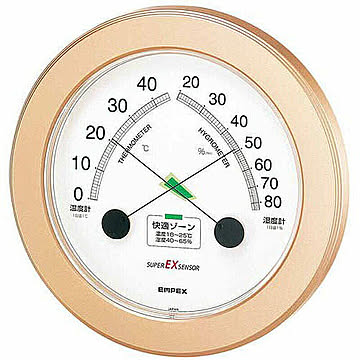 EMPEX 温度・湿度計 スーパーEX高品質 温度・湿度計 壁掛用 EX-2738 シャンパンゴールド 管理No. 4961386273807