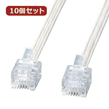 10個セット サンワサプライ エコロジー電話ケーブル TEL-E4-5N2 TEL-E4-5N2X10 管理No. 4589452977376