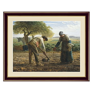 アート 額絵 馬鈴薯植え ミレー 本紙サイズ F4(約31x23cm) 額サイズ 42x34cm 三幸