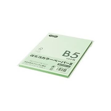 （まとめ） TANOSEE αエコカラーペーパーII B5 ライトグリーン 少枚数パック 1冊（100枚） 【×15セット】