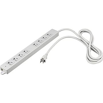バッファロー（サプライ） 3ピン式電源タップ 2重構造 雷サージ＆ランプ付 8個口/3m ライトグレー BTKPLMJT3830LG