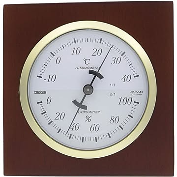 クレセル 日本製 天然木 温湿度計 卓上用 ブラウン CR-640