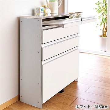 スリム キッチンカウンター/キッチン収納 ステンレス スライドテーブル付き 〔キッチン 台所〕