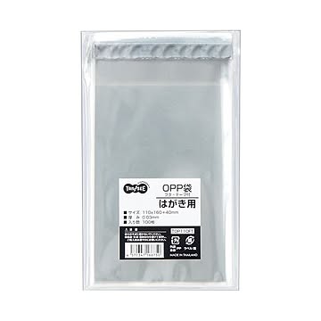 （まとめ） TANOSEE OPP袋 フタ・テープ付はがき用 110×160+40mm 1セット（500枚：100枚×5パック） 【×5セット】