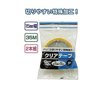 166クリアテープ（15mm×35m・2P） 12個セット 32-166