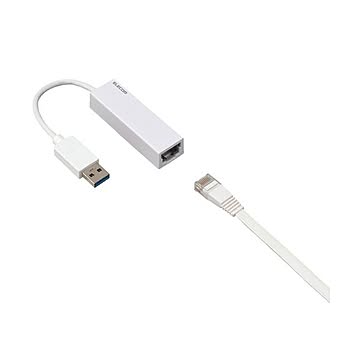 （まとめ）エレコム 有線LANアダプターGiga対応 USB3.0(Type-A) ホワイト EDC-GUA3-W 1個【×3セット】