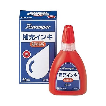 (まとめ) シヤチハタ Xスタンパー 補充インキ顔料系全般用 60ml 赤 XLR-60N 1個 【×10セット】