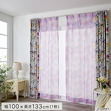 DISNEY ディズニー シアーカーテン プリンセス 100×133cm 1枚 日本製 洗える ボイルカーテン PRINCESS See the light voile シーザライトボイル