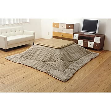こたつ布団/こたつ掛け布団 【長方形 大 単品 ベージュ 約205×285cm】 洗える 薄手 コンパクト収納可 シンプル 〔リビング〕