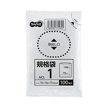（まとめ） TANOSEE 規格袋 1号0.02×70×100mm 1セット（5000枚：100枚×50パック） 【×5セット】