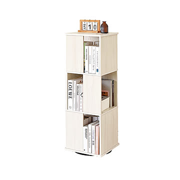 棚 ラック オープン シェルフ 回転 魅せる収納 木製 北欧 収納 ウッド 飾り 本 インテリア 組立 ディスプレイ BLY-63