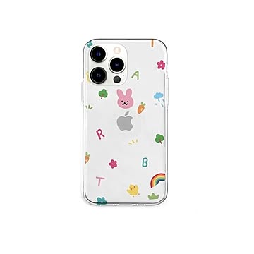 AKAN ソフトクリアケース for iPhone 13 Pro ピンクウサギ AK21022i13P