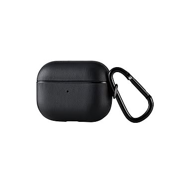 （まとめ） エレコム AirPods Pro対応アクセサリ ソフトレザーケース カラビナ付 ブラック AVA-AP2PLC2BK 【×2セット】