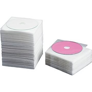 (まとめ) TANOSEE CD・DVD不織布ケース 両面2枚収納 1パック(100枚) 【×10セット】